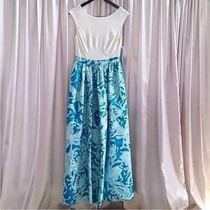 NWT Aidan Mattox White and Blue Formal Dress Size Medium Size 6